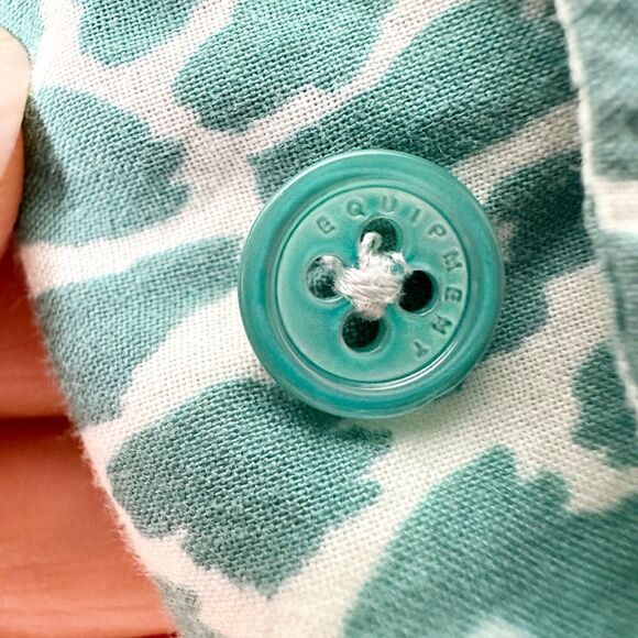 Equipment Femme Cotton Ombre Leopard Cheetah Button Up Shirt Size Small Teal - Picture 6 of 8
